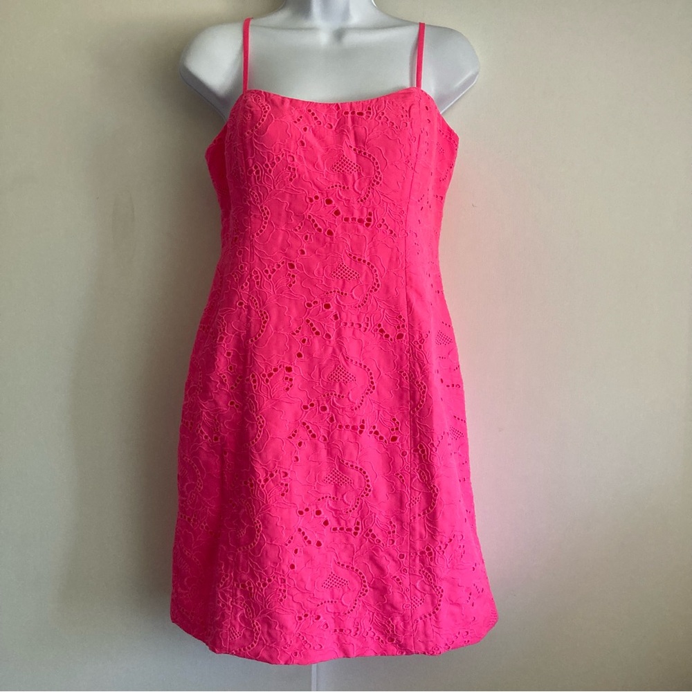 Lilly Pulitzer Shelli Eyelet Tie Back Dress in Roxie Pink, NWT Sz 6